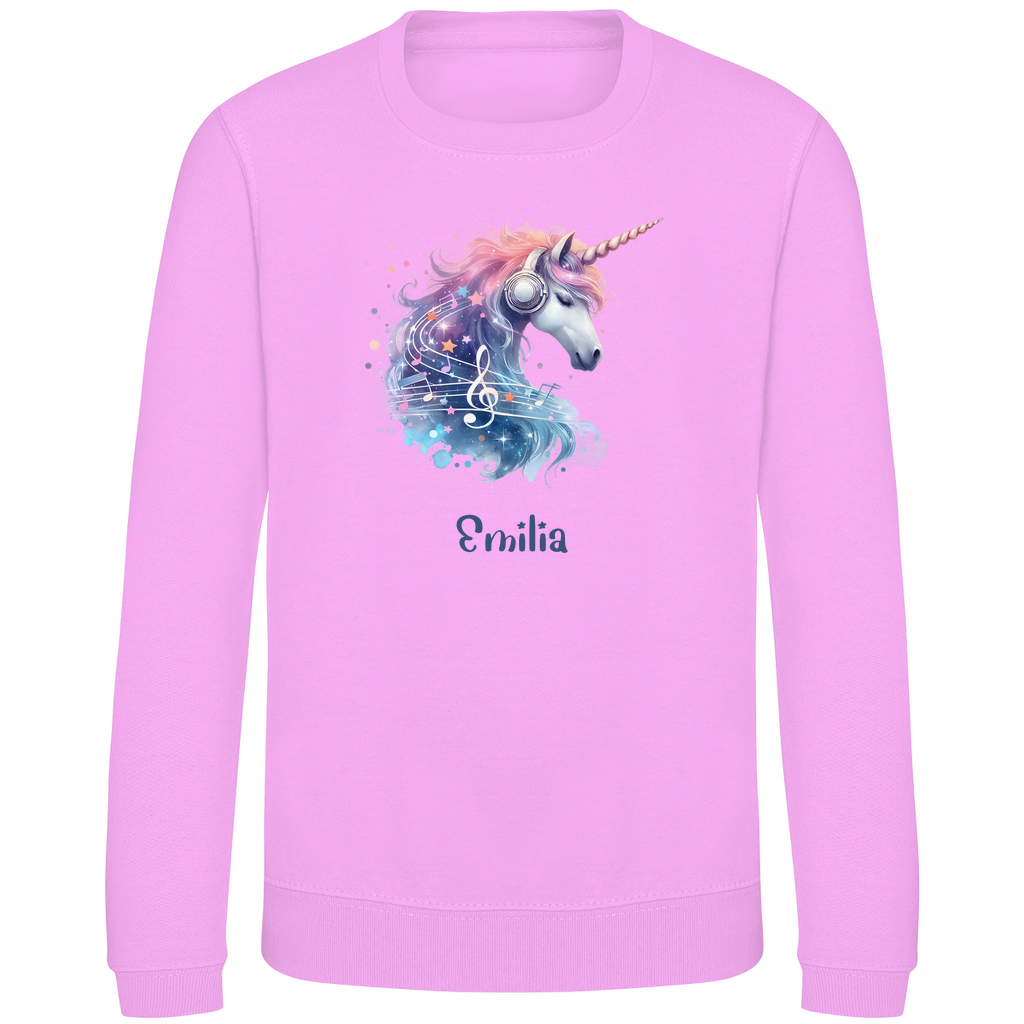Kinder Sweatshirt Einhorn personalisiert mit Wunschname Geschenk Geburtstag
