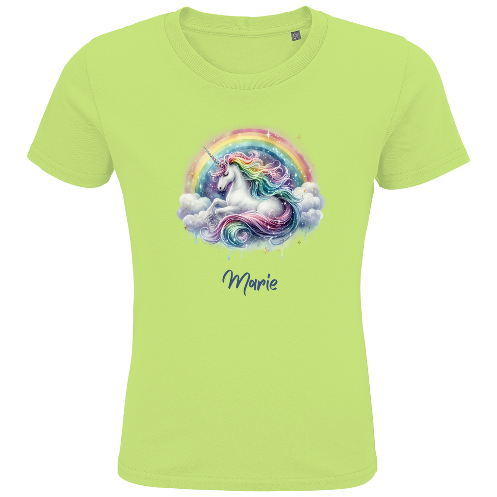 Kids Premium Bio T-Shirt Einhorn personalisiert mit Wunschname Geschenk Geburtstag