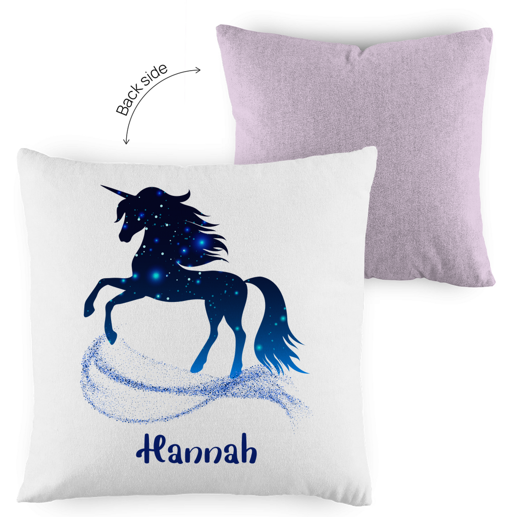 Kopfkissen Einhorn personalisiert mit Wunschname 40x40 cm mit Füllung zweifarbig