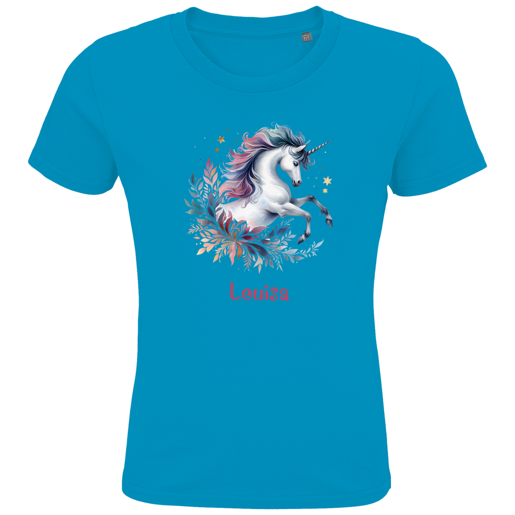 Kids Premium Bio T-Shirt Einhorn personalisiert mit Wunschname Geschenk Geburtstag