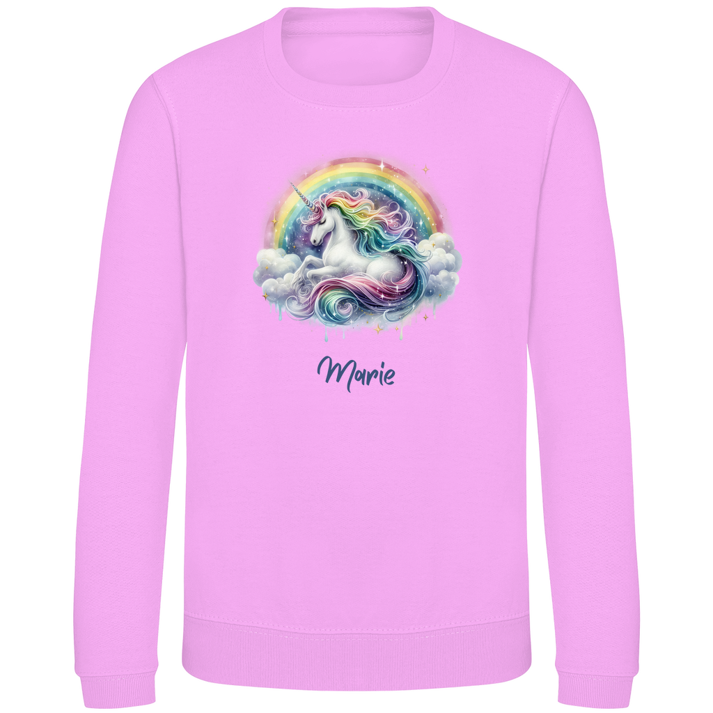 Kinder Sweatshirt Einhorn personalisiert mit Wunschname Geschenk Geburtstag