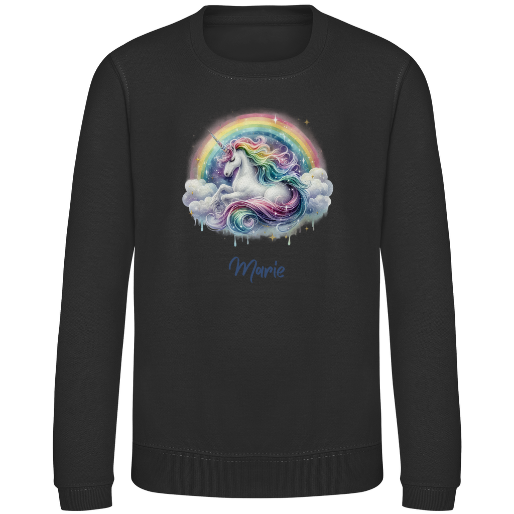 Kinder Sweatshirt Einhorn personalisiert mit Wunschname Geschenk Geburtstag