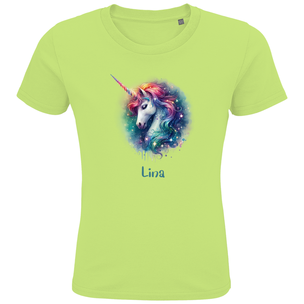 Kids Premium Bio T-Shirt Einhorn personalisiert mit Wunschname Geschenk Geburtstag