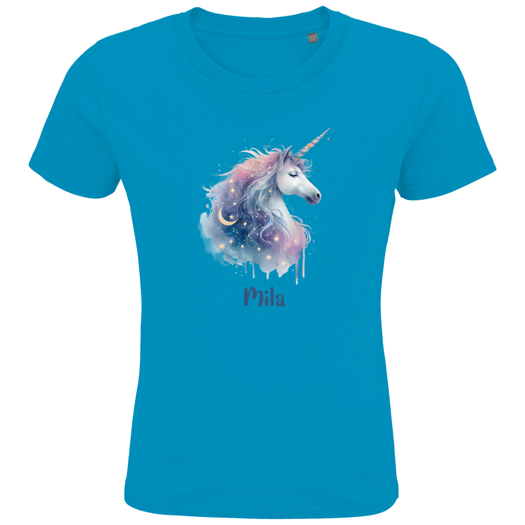 Kids Premium Bio T-Shirt Einhorn personalisiert mit Wunschname Geschenk Geburtstag