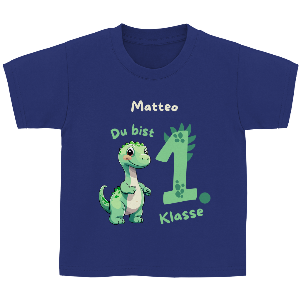 T-Shirt Schulanfang personalisiert Dinosaurier Junge Geschenk Einschulung Schultüte