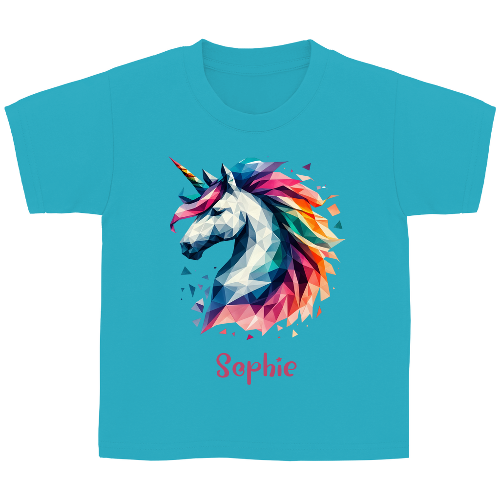 Kinder Basic T-Shirt Einhorn personalisiert mit Wunschname Geschenk Geburtstag