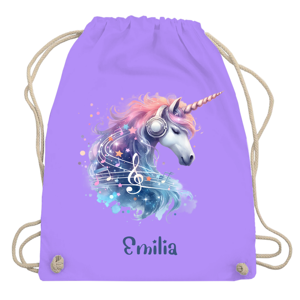 Turnbeutel Einhorn personalisiert mit Wunschname Geschenk Geburtstag