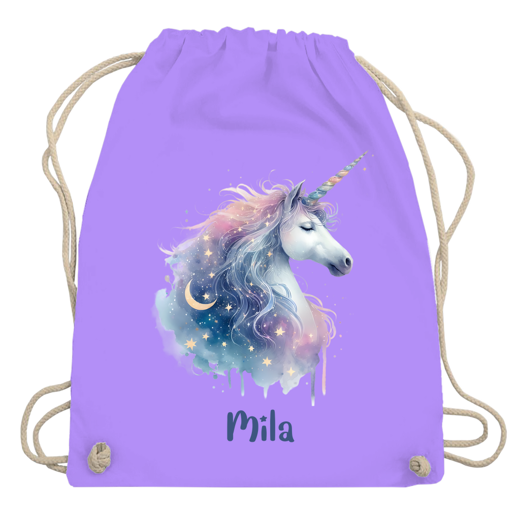 Turnbeutel Einhorn personalisiert mit Wunschname Geschenk Geburtstag