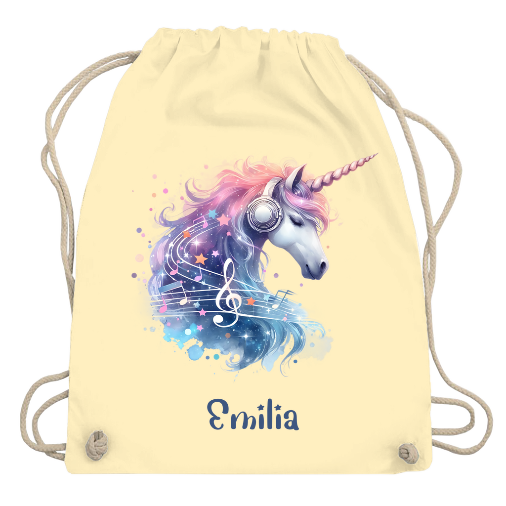 Turnbeutel Einhorn personalisiert mit Wunschname Geschenk Geburtstag
