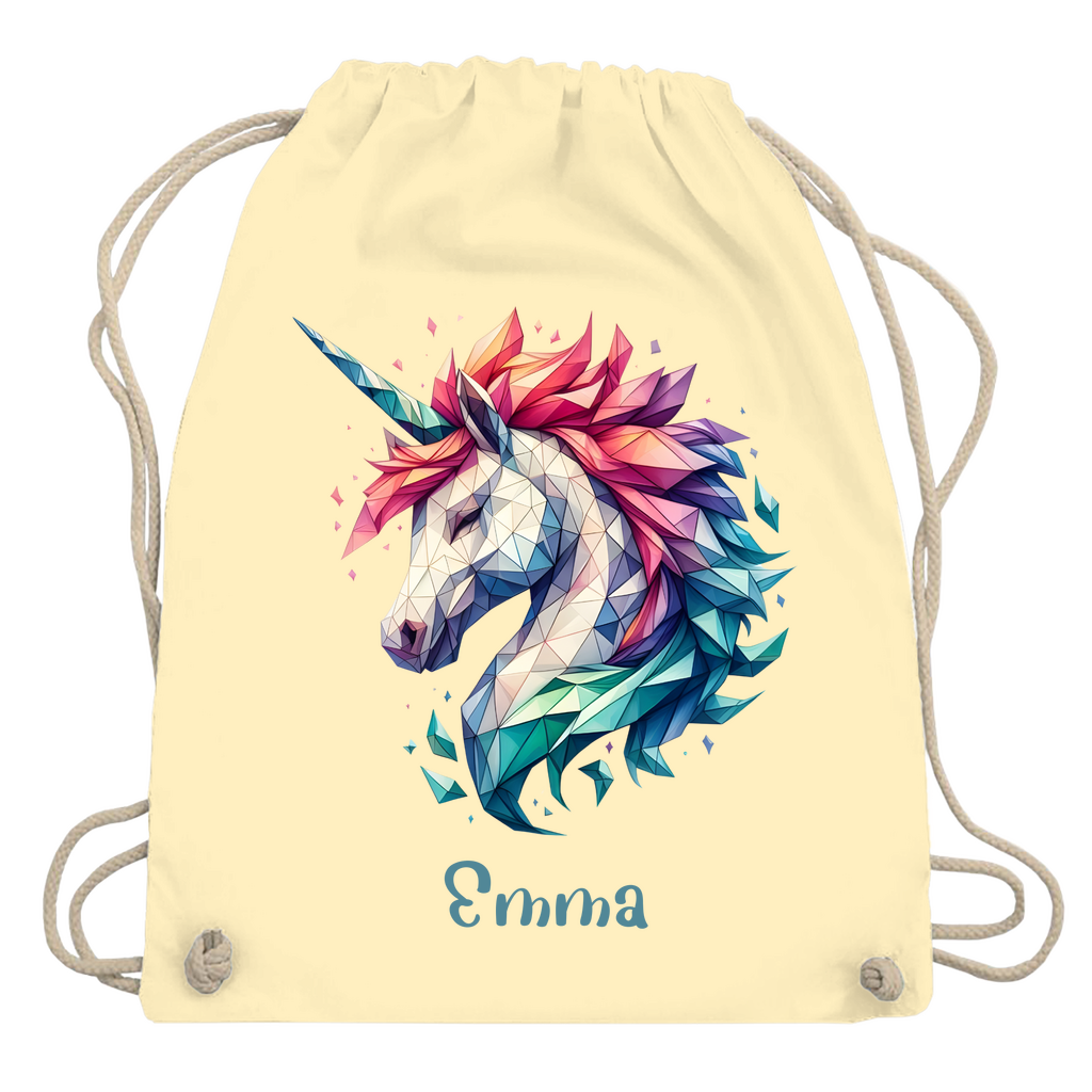 Turnbeutel Einhorn personalisiert mit Wunschname Geschenk Geburtstag