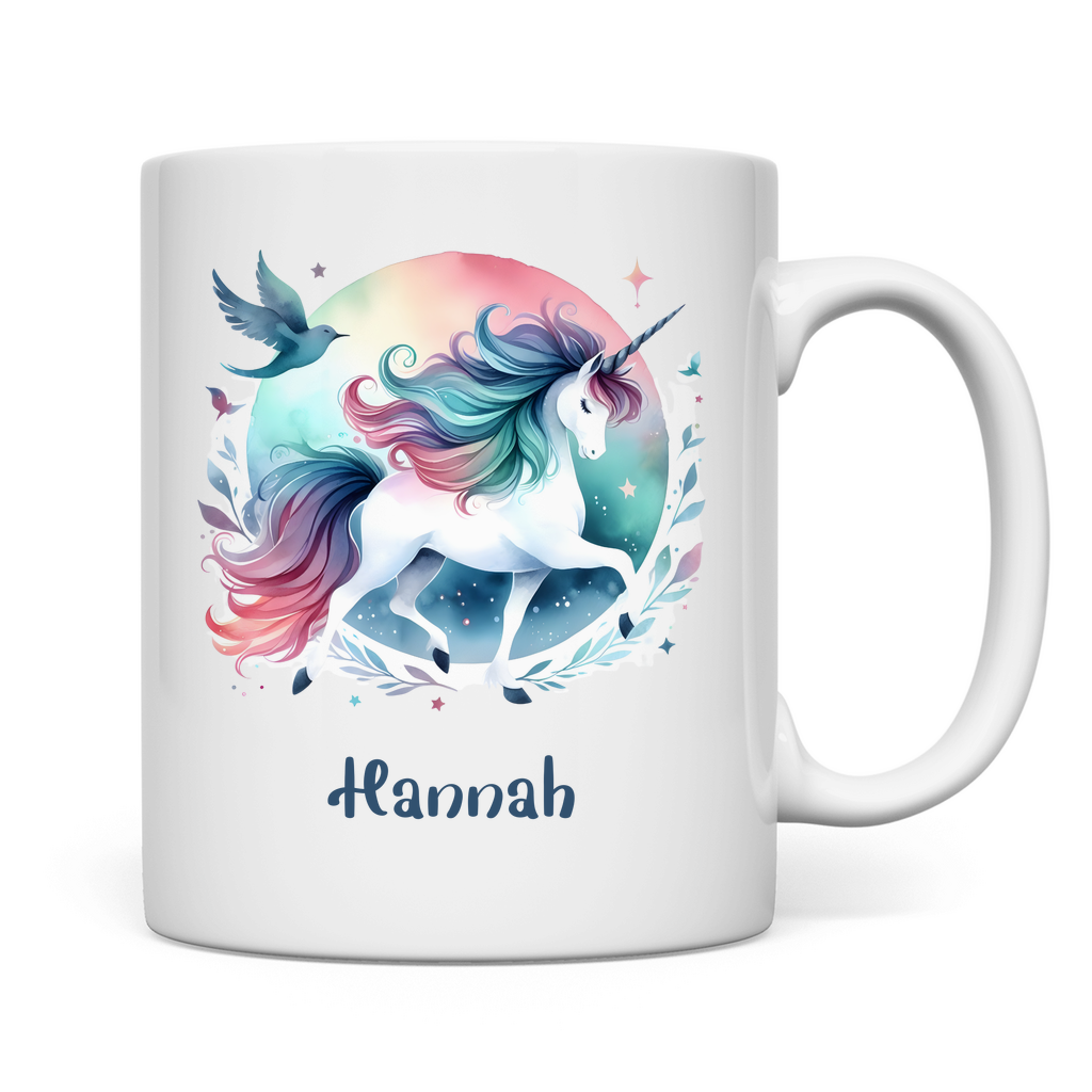 Tasse weiß Einhorn personalisiert mit Wunschname Geschenk Geburtstag