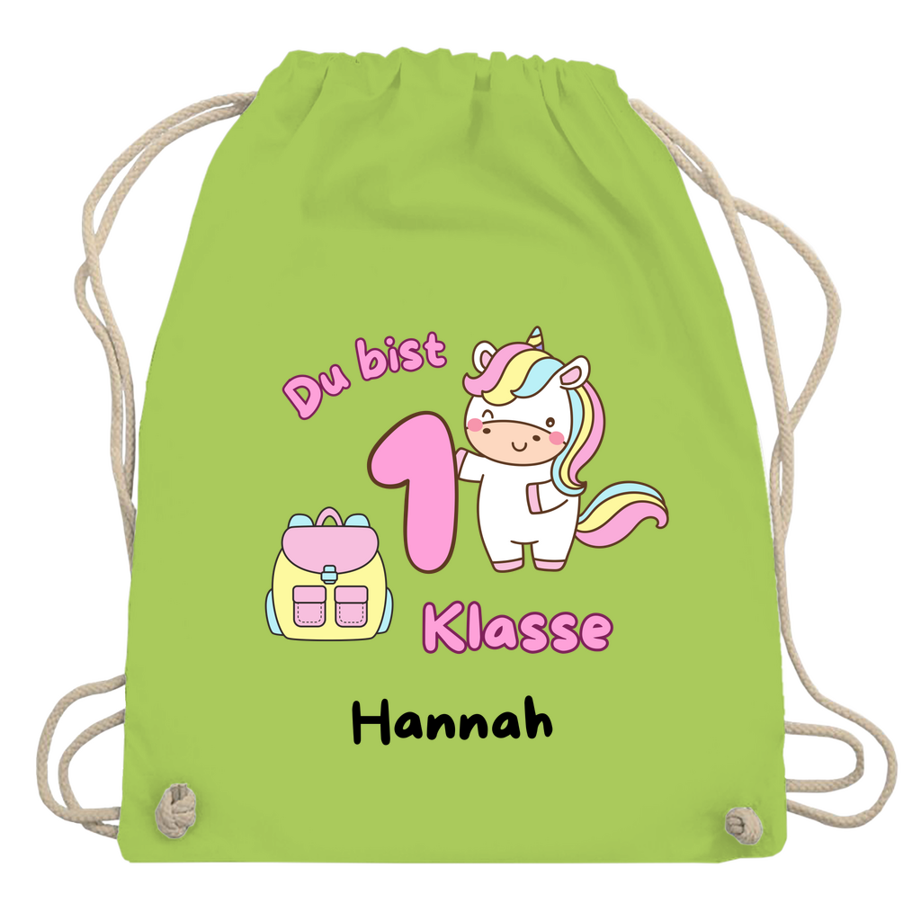 Sportbeutel Schule personalisiert Einhorn Mädchen Turnbeutel 37x46 cm