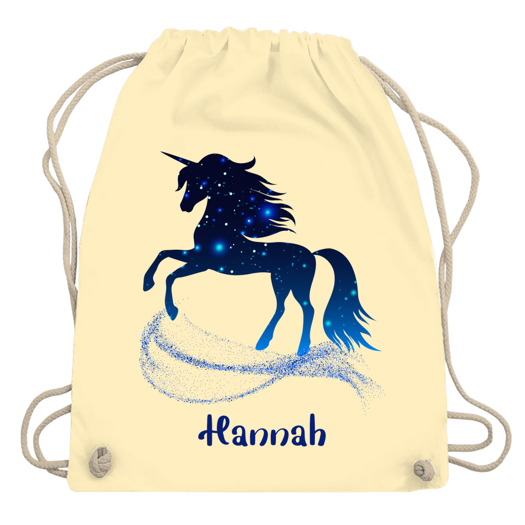 Turnbeutel Einhorn personalisiert mit Wunschname Geschenk Geburtstag