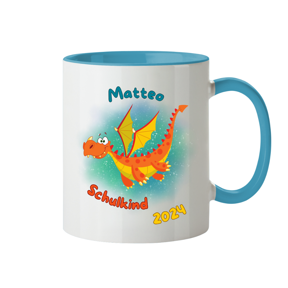 Personalisierte Tasse Schulanfang Drache Wunschname Einschulung Jungs