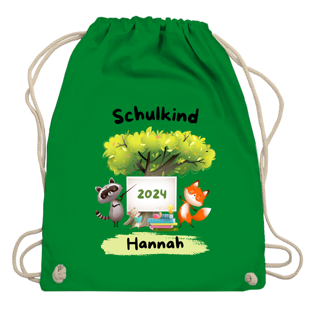 Sportbeutel Schule personalisiert Tiere Mädchen Junge Turnbeutel 37x46 cm