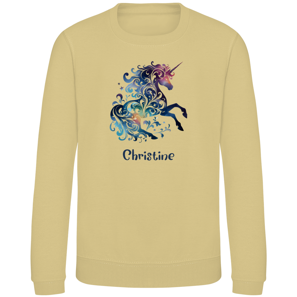 Kinder Sweatshirt Einhorn personalisiert mit Wunschname Geschenk Geburtstag