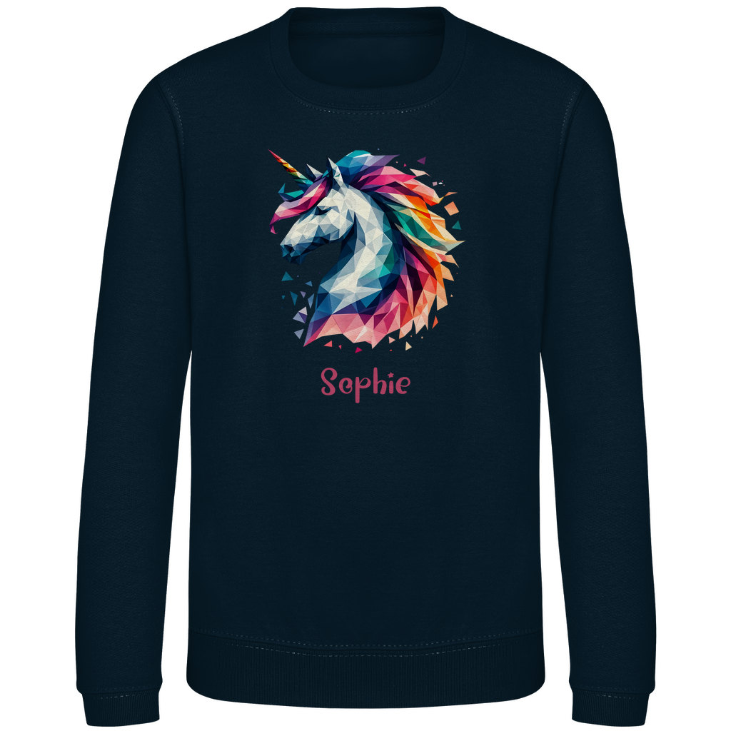 Kinder Sweatshirt Einhorn personalisiert mit Wunschname Geschenk Geburtstag