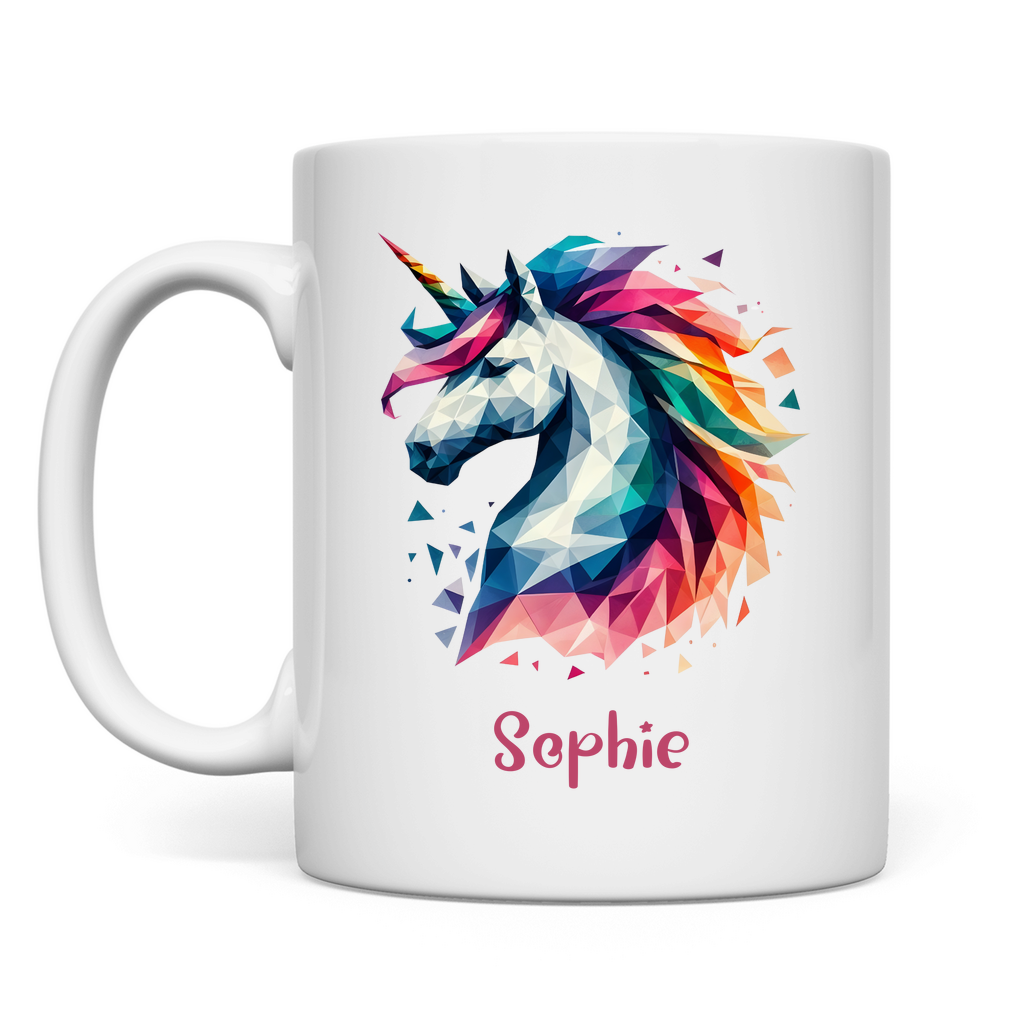 Tasse weiß Einhorn personalisiert mit Wunschname Geschenk Geburtstag