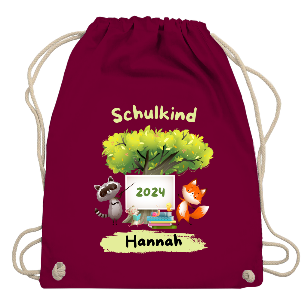 Sportbeutel Schule personalisiert Tiere Mädchen Junge Turnbeutel 37x46 cm