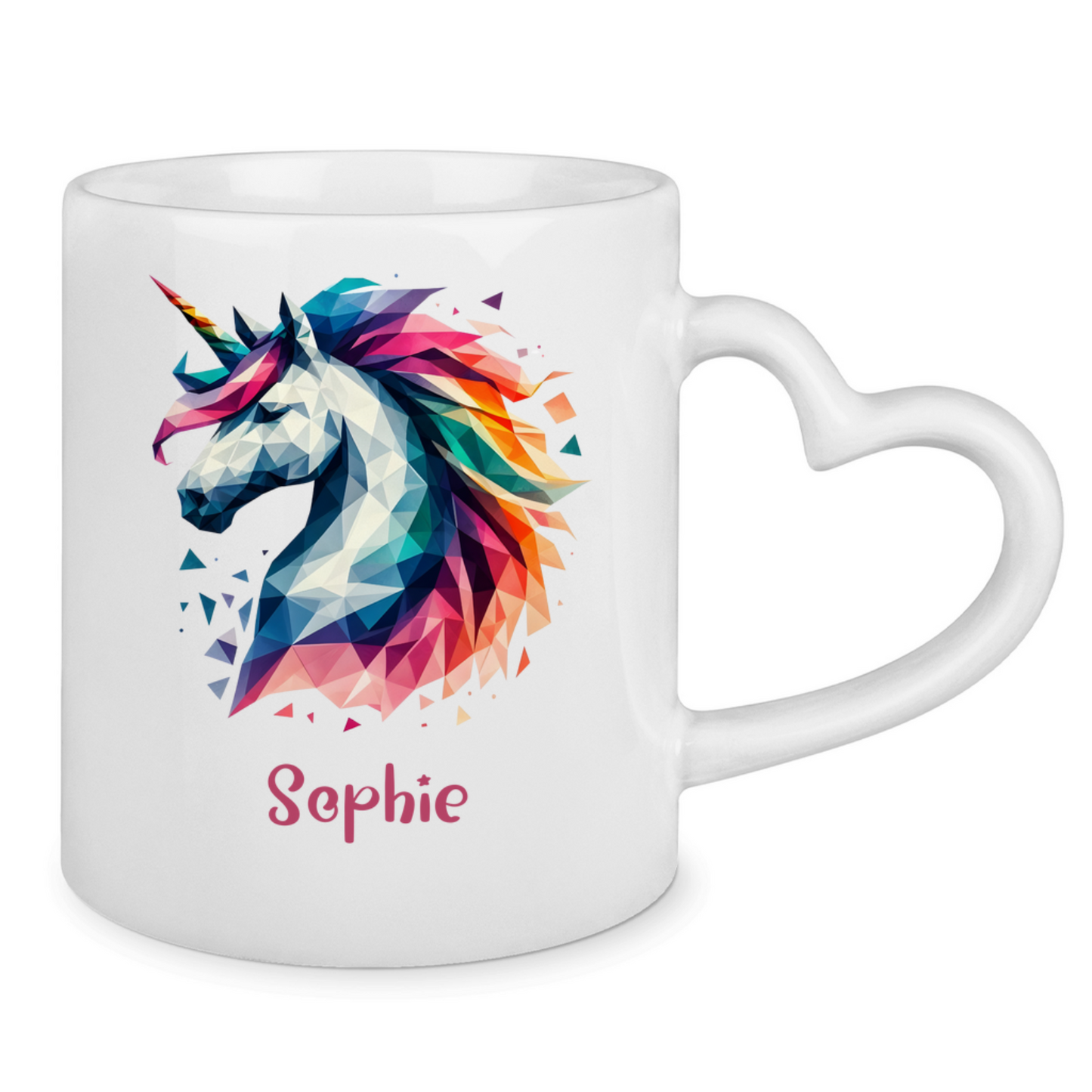 Tasse Herzgriff Einhorn personalisiert mit Wunschname Geschenk Geburtstag