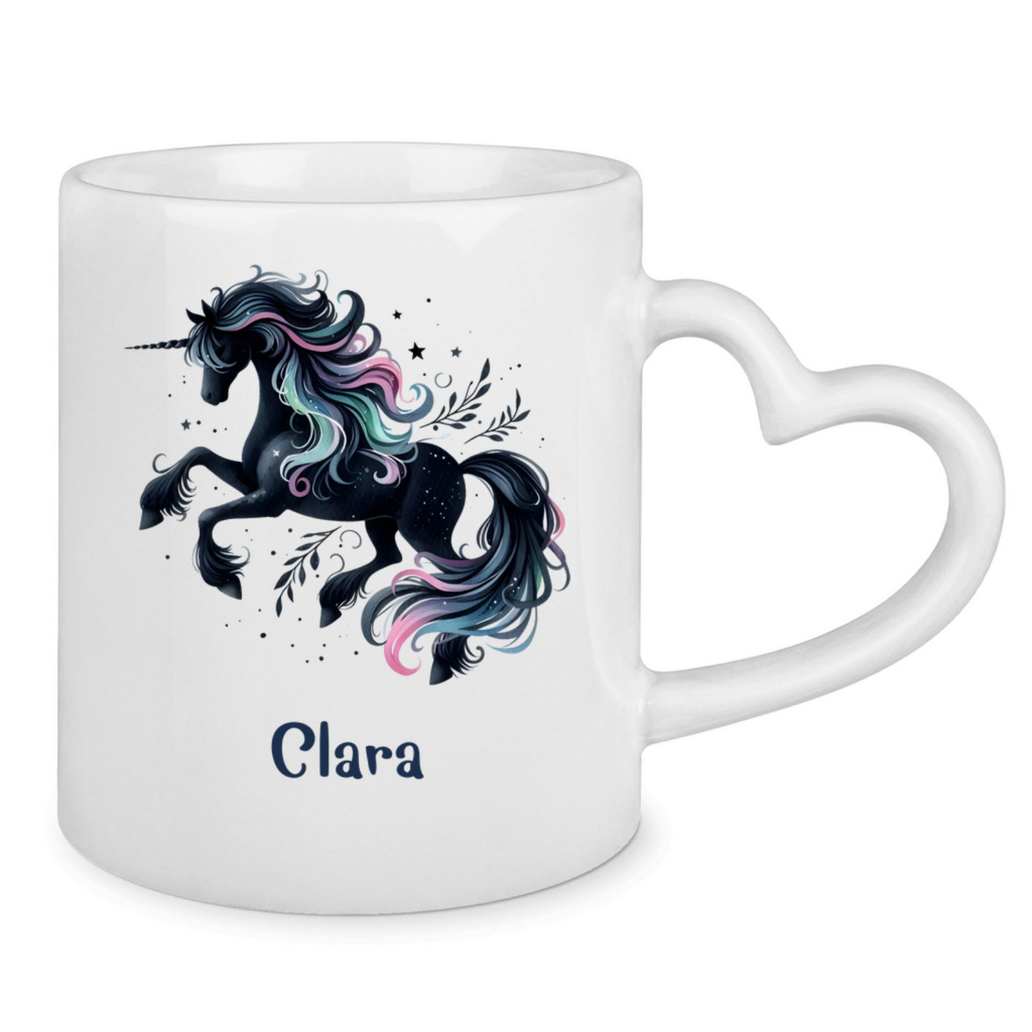 Tasse Herzgriff Einhorn personalisiert mit Wunschname Geschenk Geburtstag