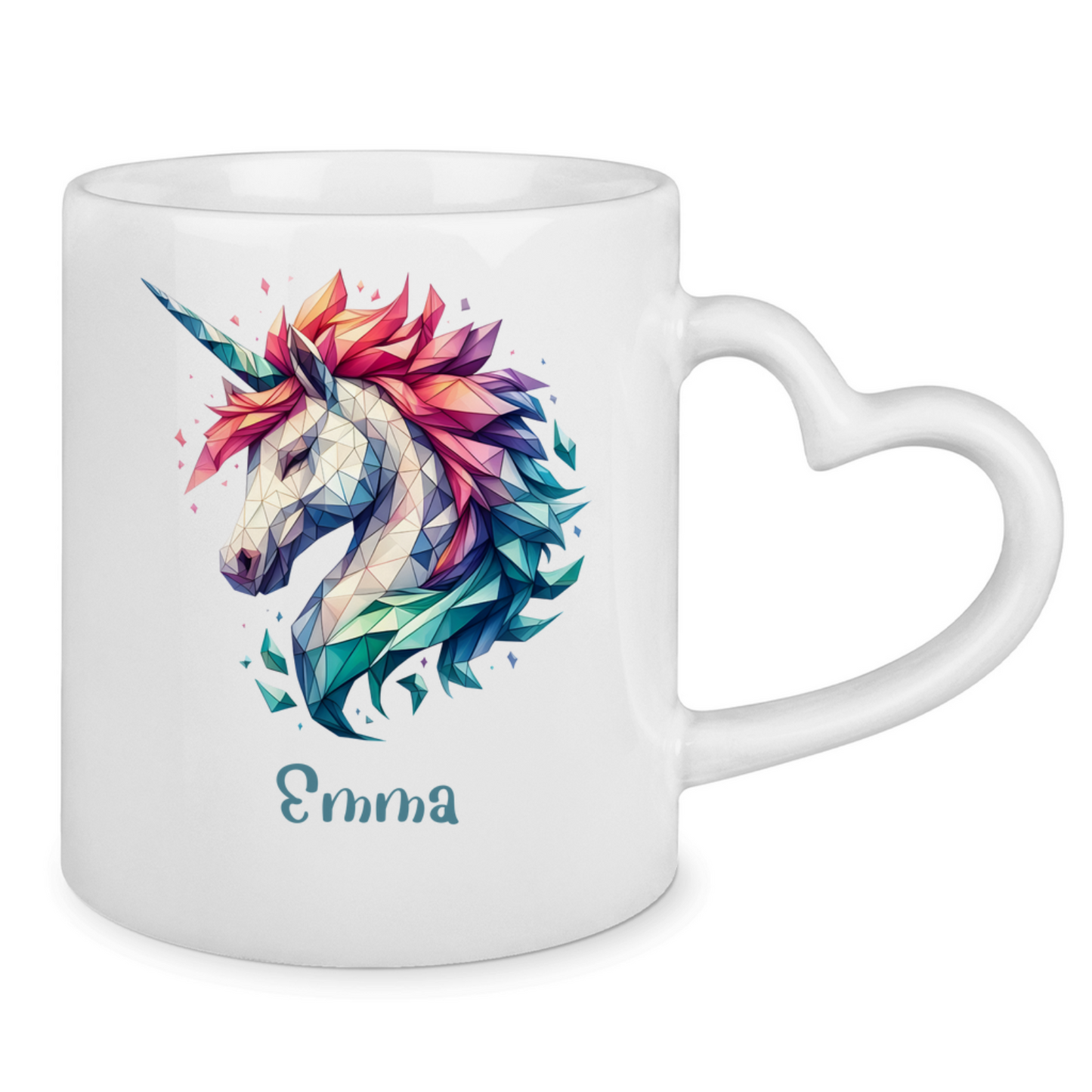 Tasse Herzgriff Einhorn personalisiert mit Wunschname Geschenk Geburtstag