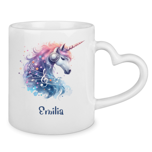 Tasse Herzgriff Einhorn personalisiert mit Wunschname Geschenk Geburtstag