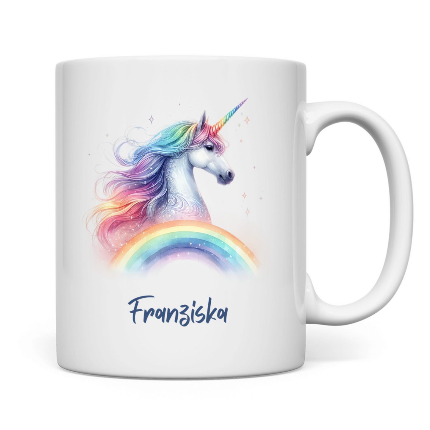 Tasse weiß Einhorn personalisiert mit Wunschname Geschenk Geburtstag