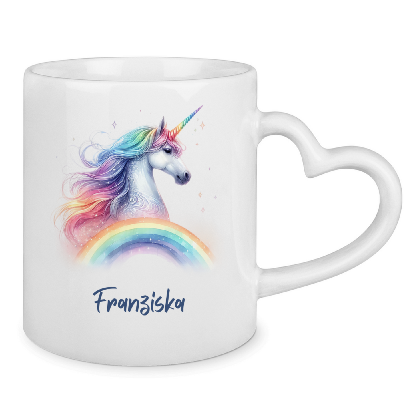 Tasse Herzgriff Einhorn personalisiert mit Wunschname Geschenk Geburtstag