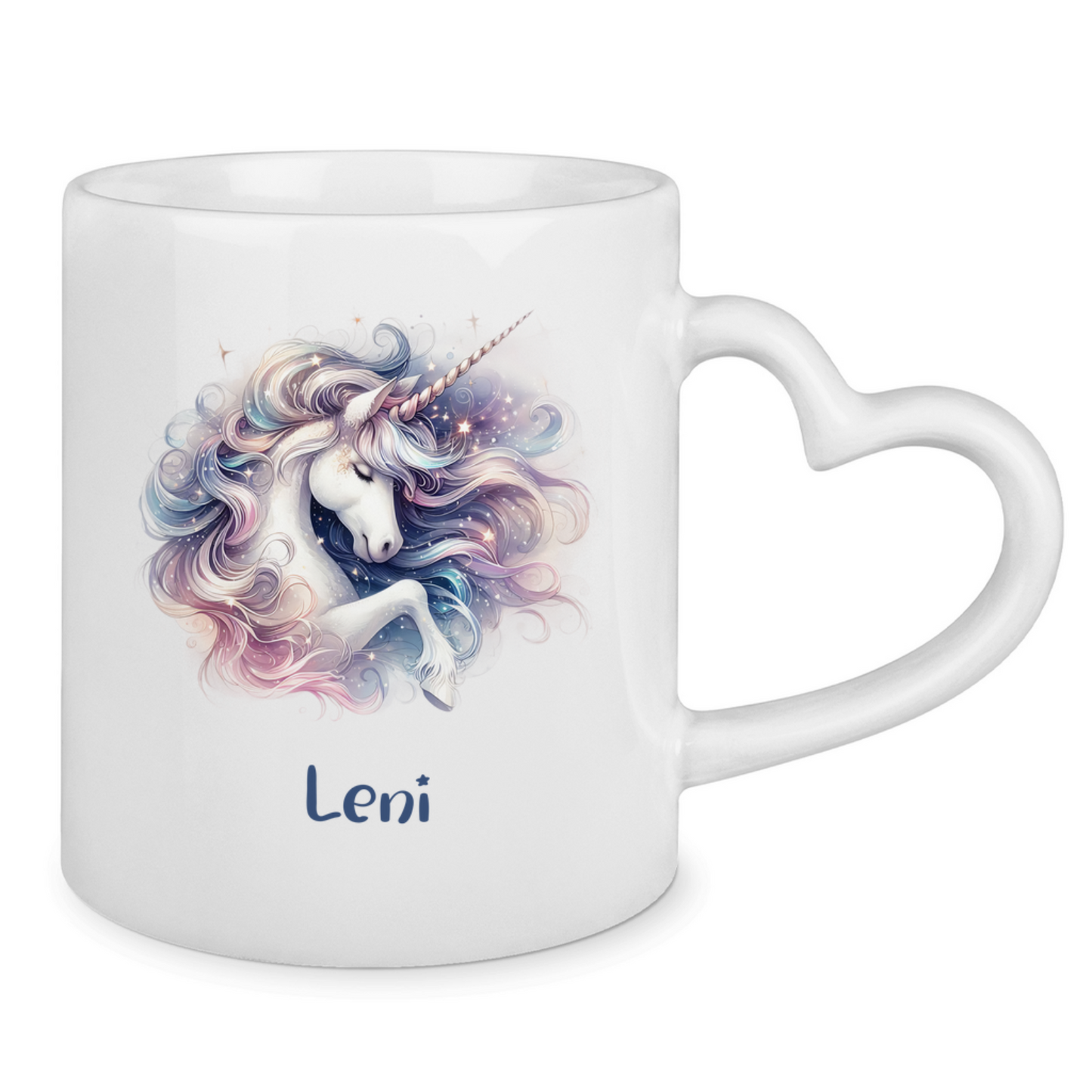 Tasse Herzgriff Einhorn personalisiert mit Wunschname Geschenk Geburtstag