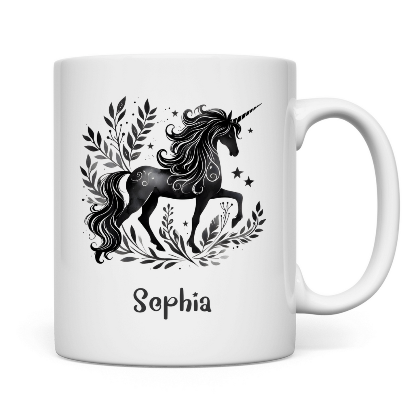 Tasse weiß Einhorn personalisiert mit Wunschname Geschenk Geburtstag