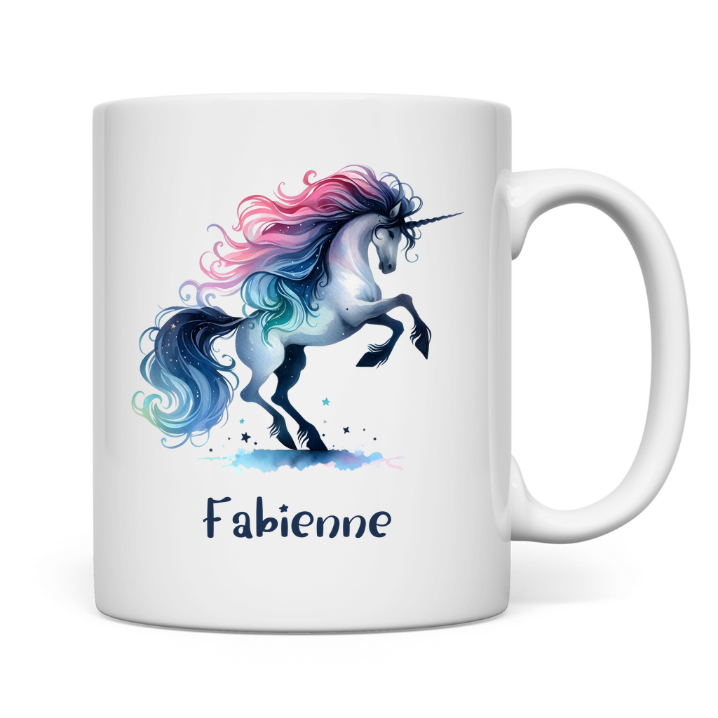 Tasse weiß Einhorn personalisiert mit Wunschname Geschenk Geburtstag