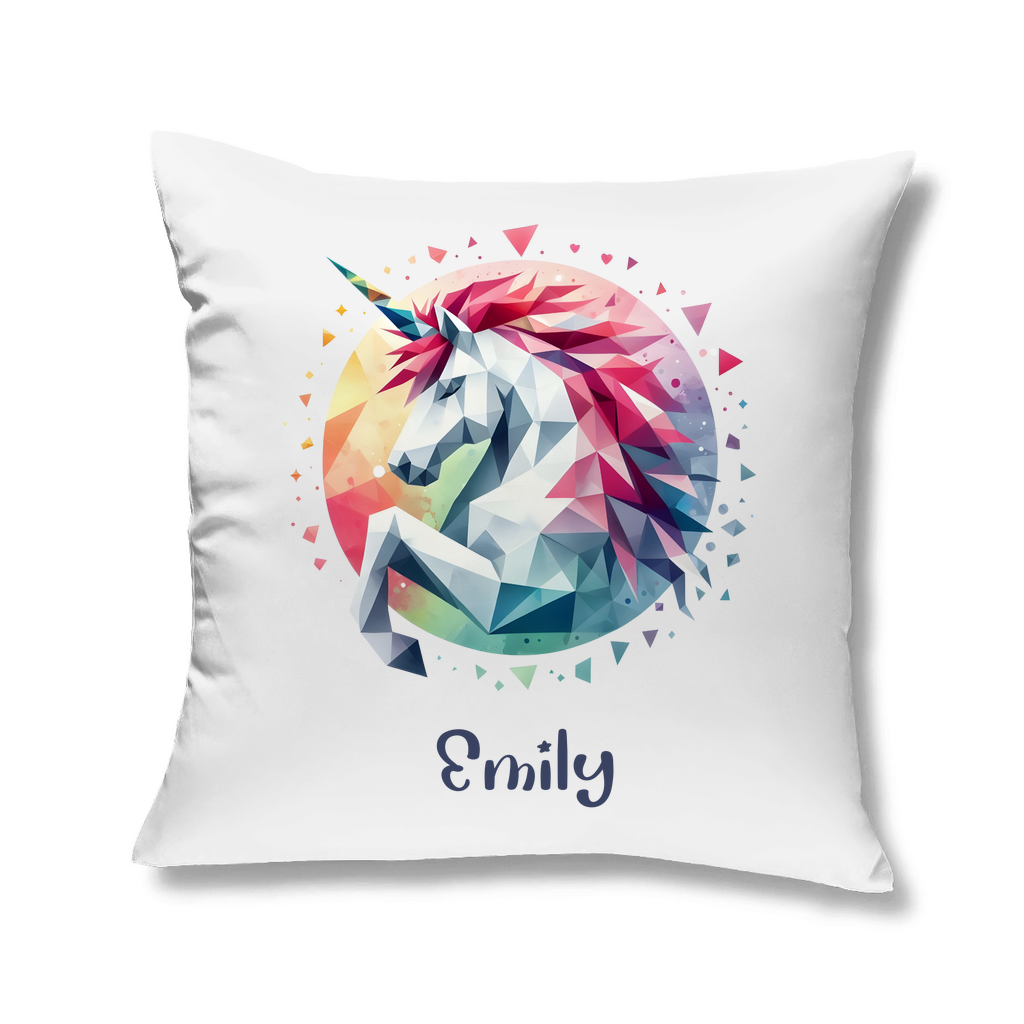 Kopfkissen Einhorn personalisiert mit Wunschname 40x40 cm mit Füllung weiss