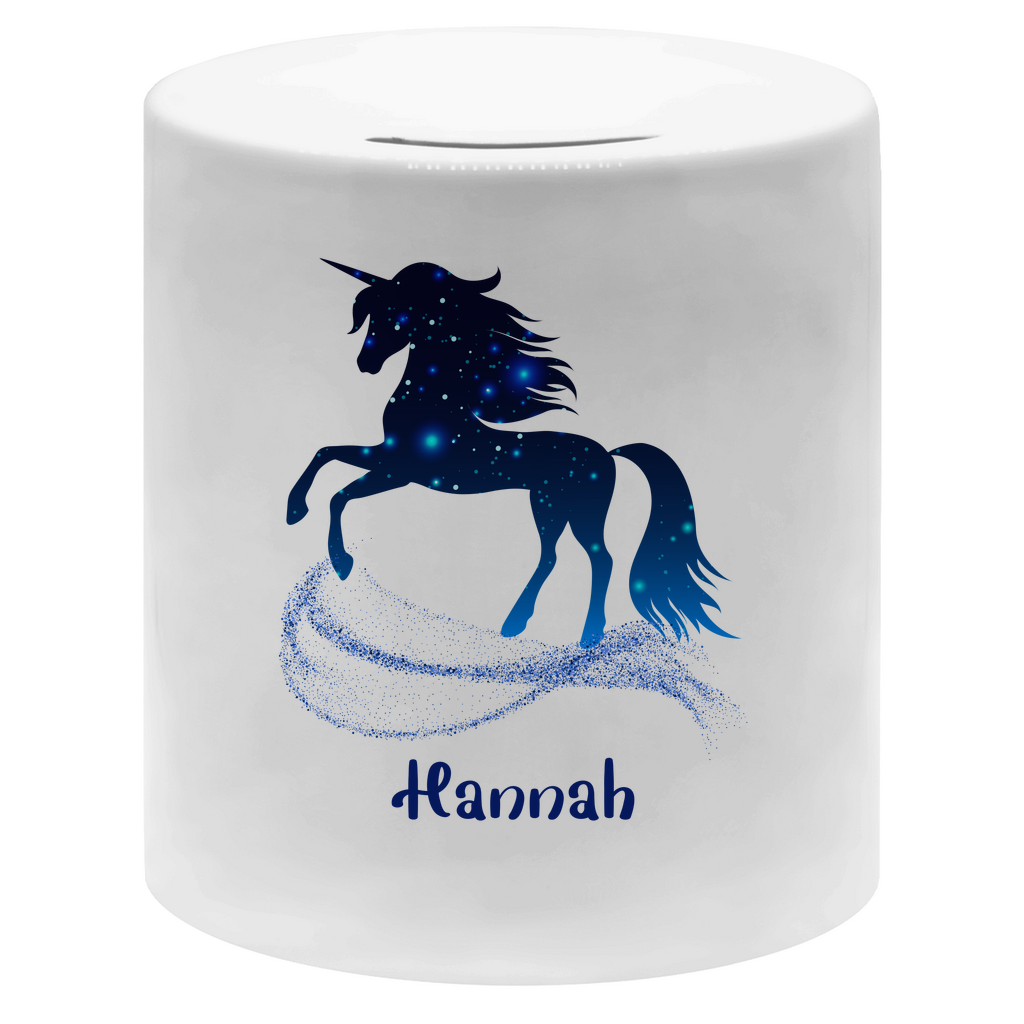 Spardose für Kinder Einhorn personalisiert mit Wunschname Geschenk Geburtstag