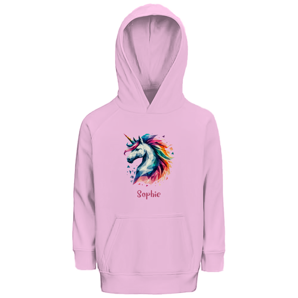 Kinder Premium Bio Hoodie Einhorn personalisiert mit Wunschname Geschenk