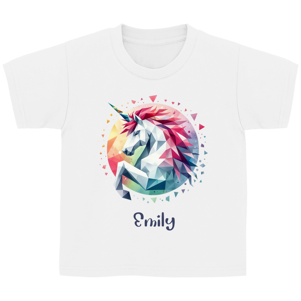 Kinder Basic T-Shirt Einhorn personalisiert mit Wunschname Geschenk Geburtstag