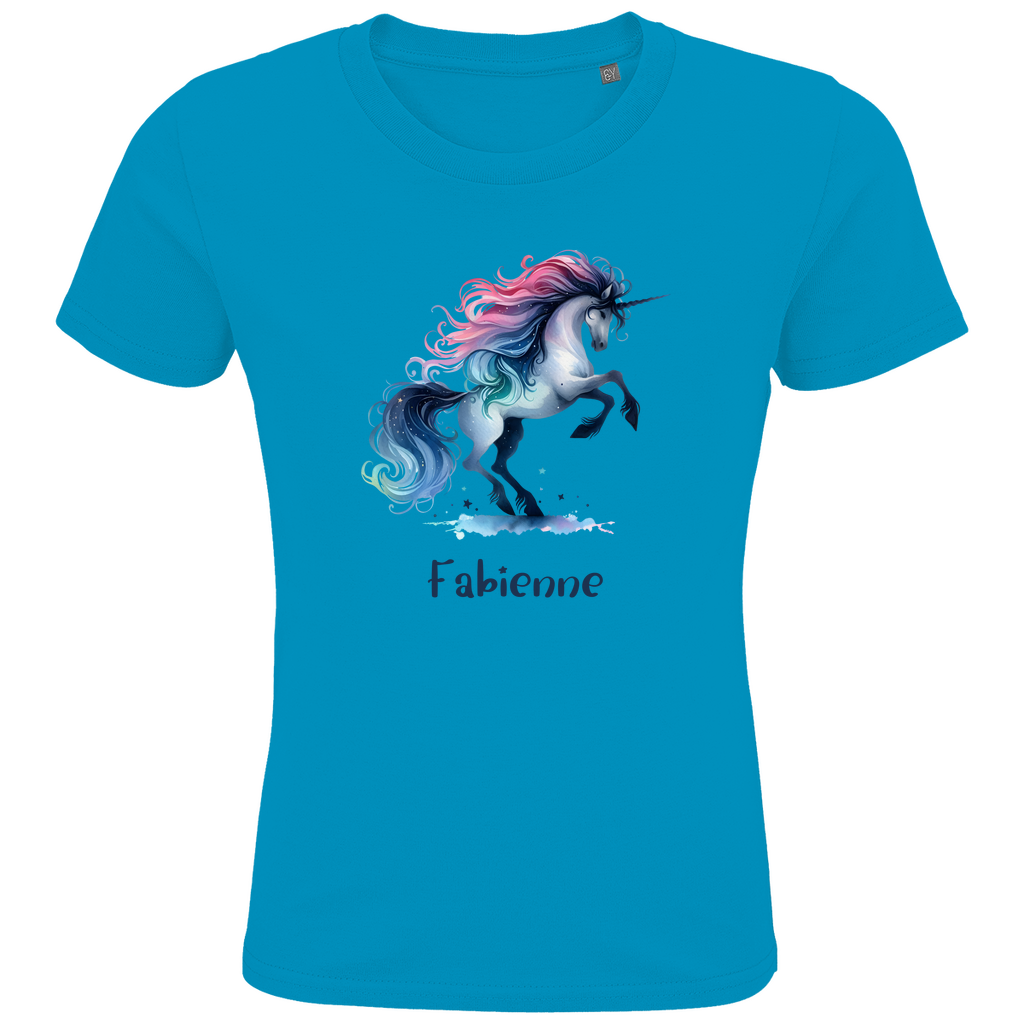 Kids Premium Bio T-Shirt Einhorn personalisiert mit Wunschname Geschenk Geburtstag