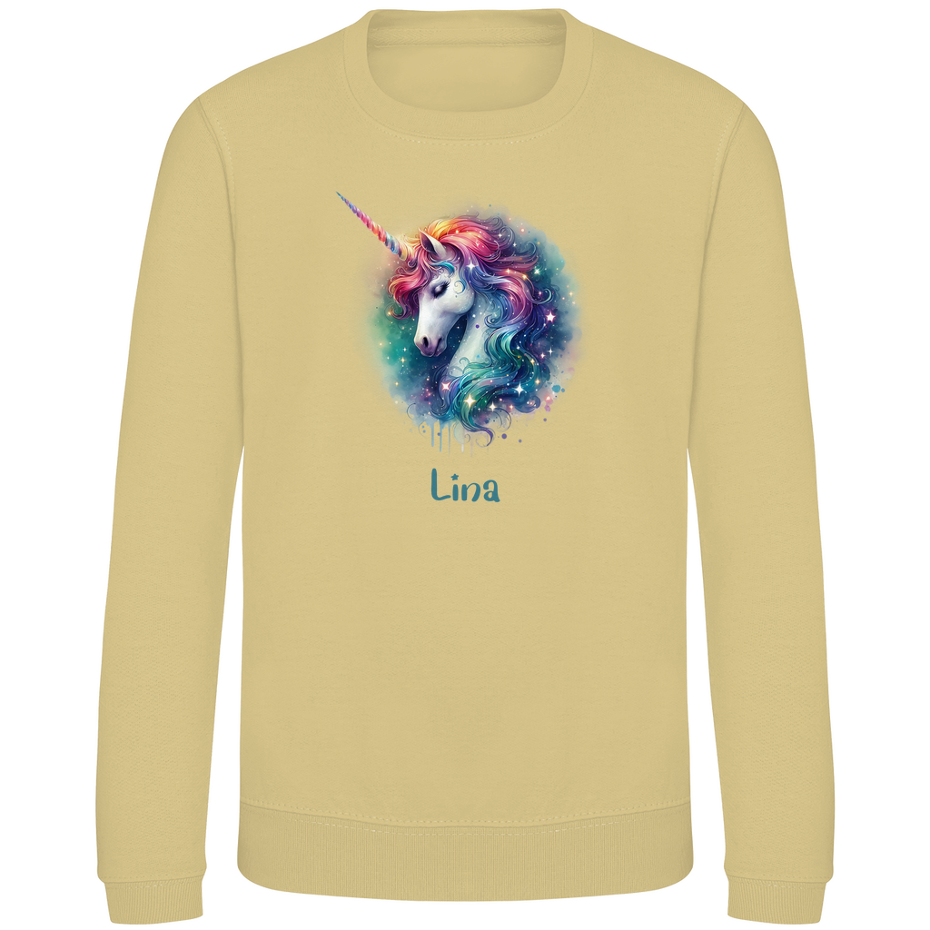 Kinder Sweatshirt Einhorn personalisiert mit Wunschname Geschenk Geburtstag