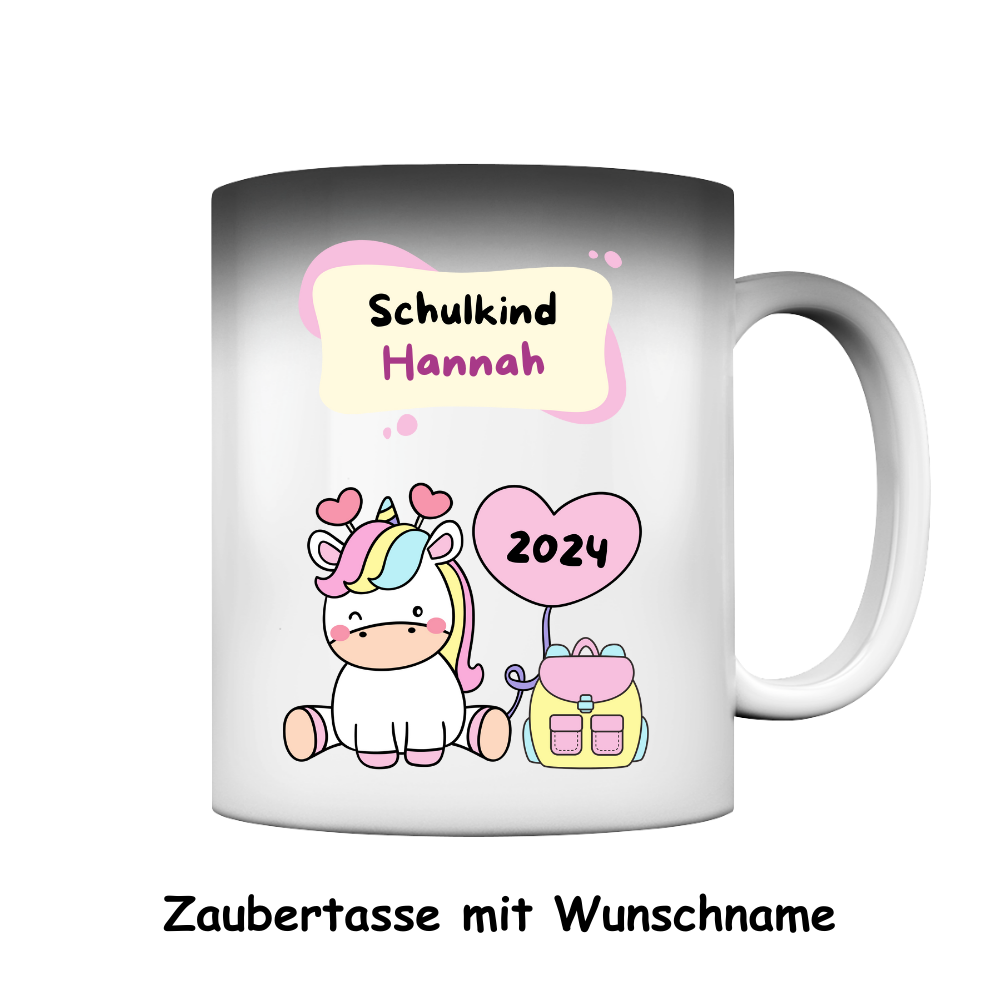 Personalisierte Zaubertasse Schulanfang Einhorn Wunschname Einschulung Mädchen