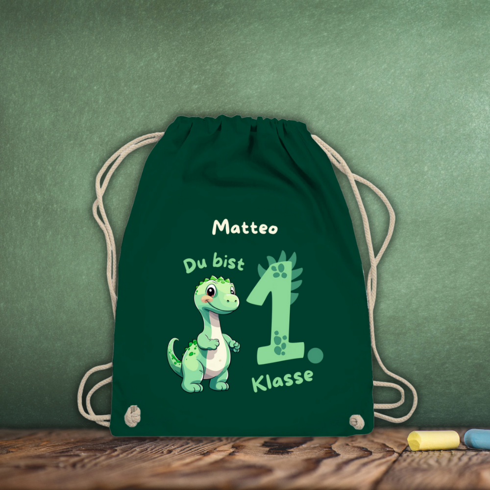 Sportbeutel Schule personalisiert Dinosaurier Junge Turnbeutel 37x46 cm