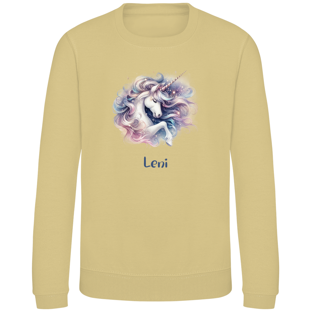 Kinder Sweatshirt Einhorn personalisiert mit Wunschname Geschenk Geburtstag