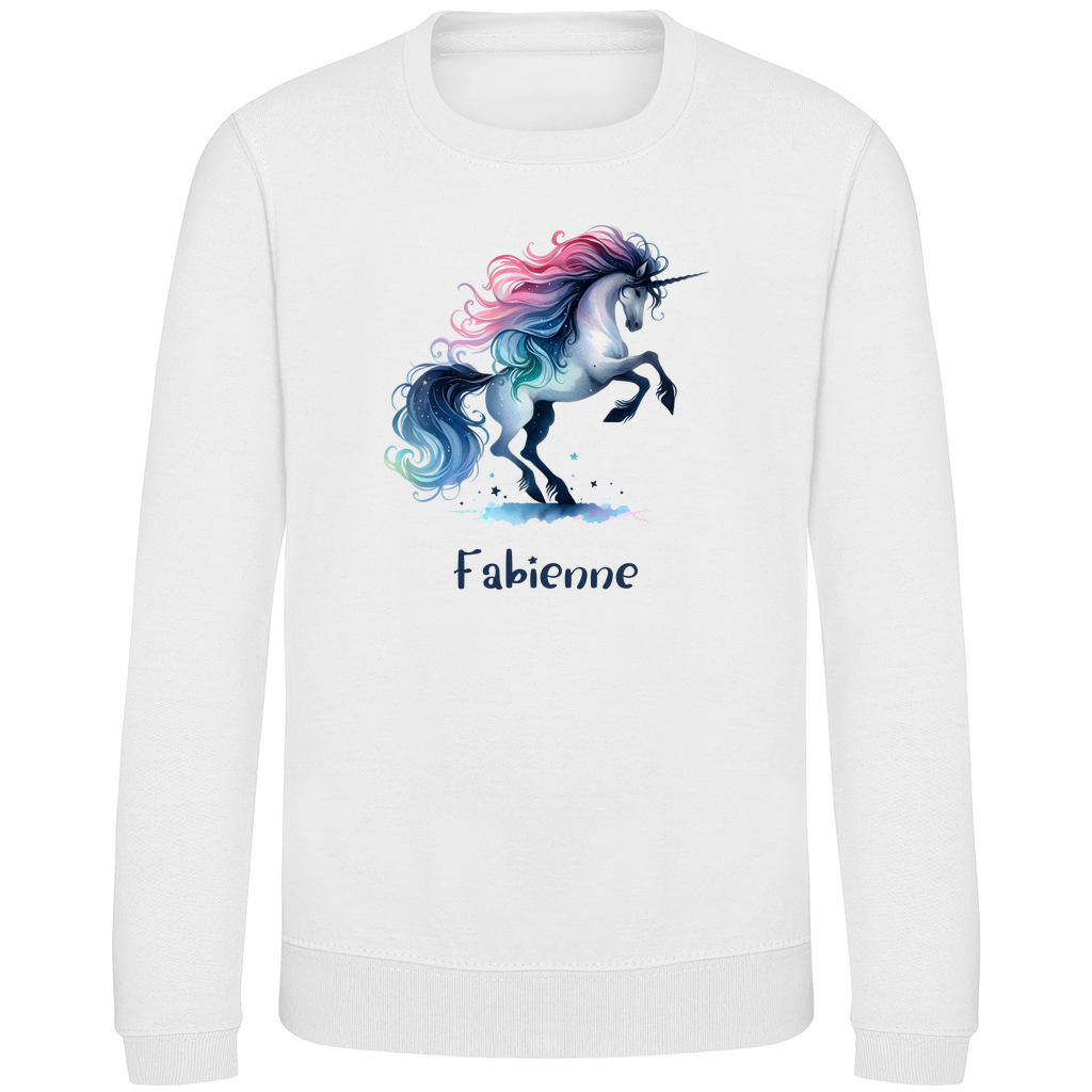 Kinder Sweatshirt Einhorn personalisiert mit Wunschname Geschenk Geburtstag