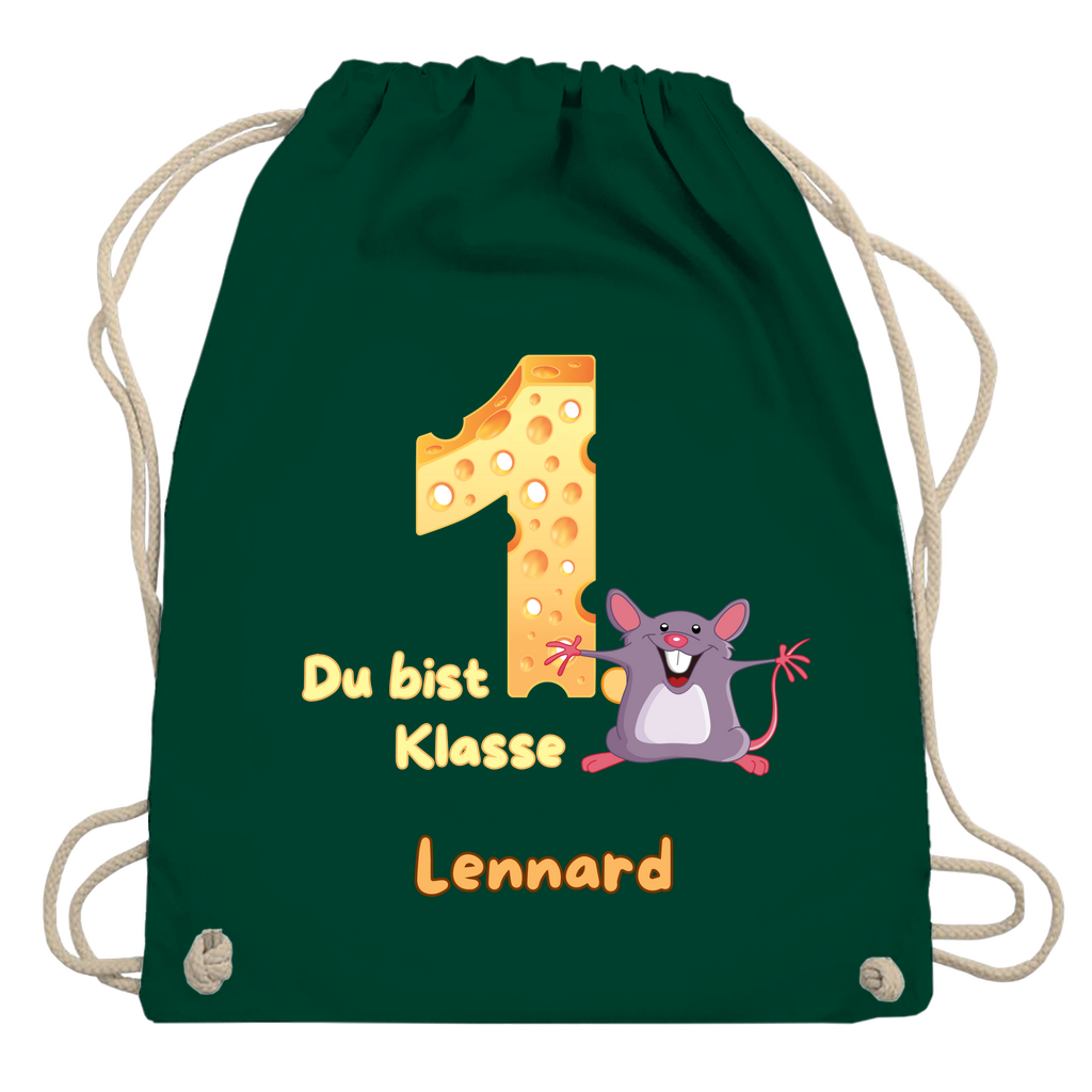 Sportbeutel Schule personalisiert Maus Mädchen Junge Turnbeutel 37x46 cm
