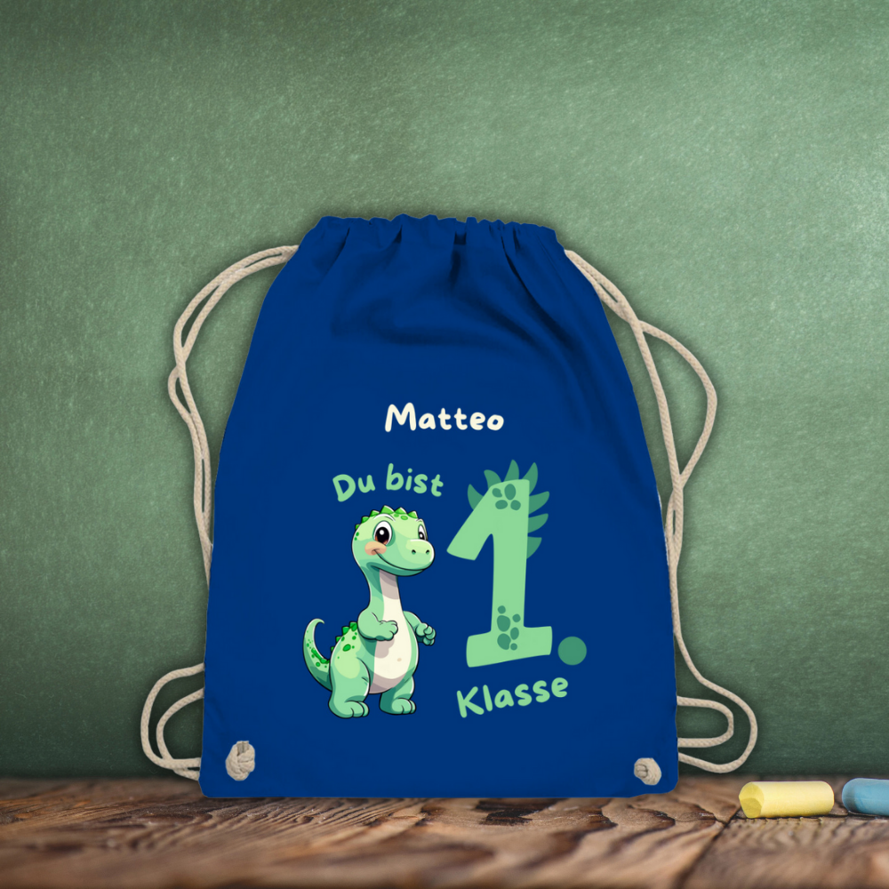 Sportbeutel Schule personalisiert Dinosaurier Junge Turnbeutel 37x46 cm