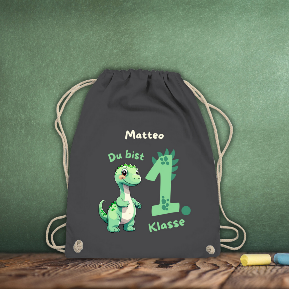 Sportbeutel Schule personalisiert Dinosaurier Junge Turnbeutel 37x46 cm