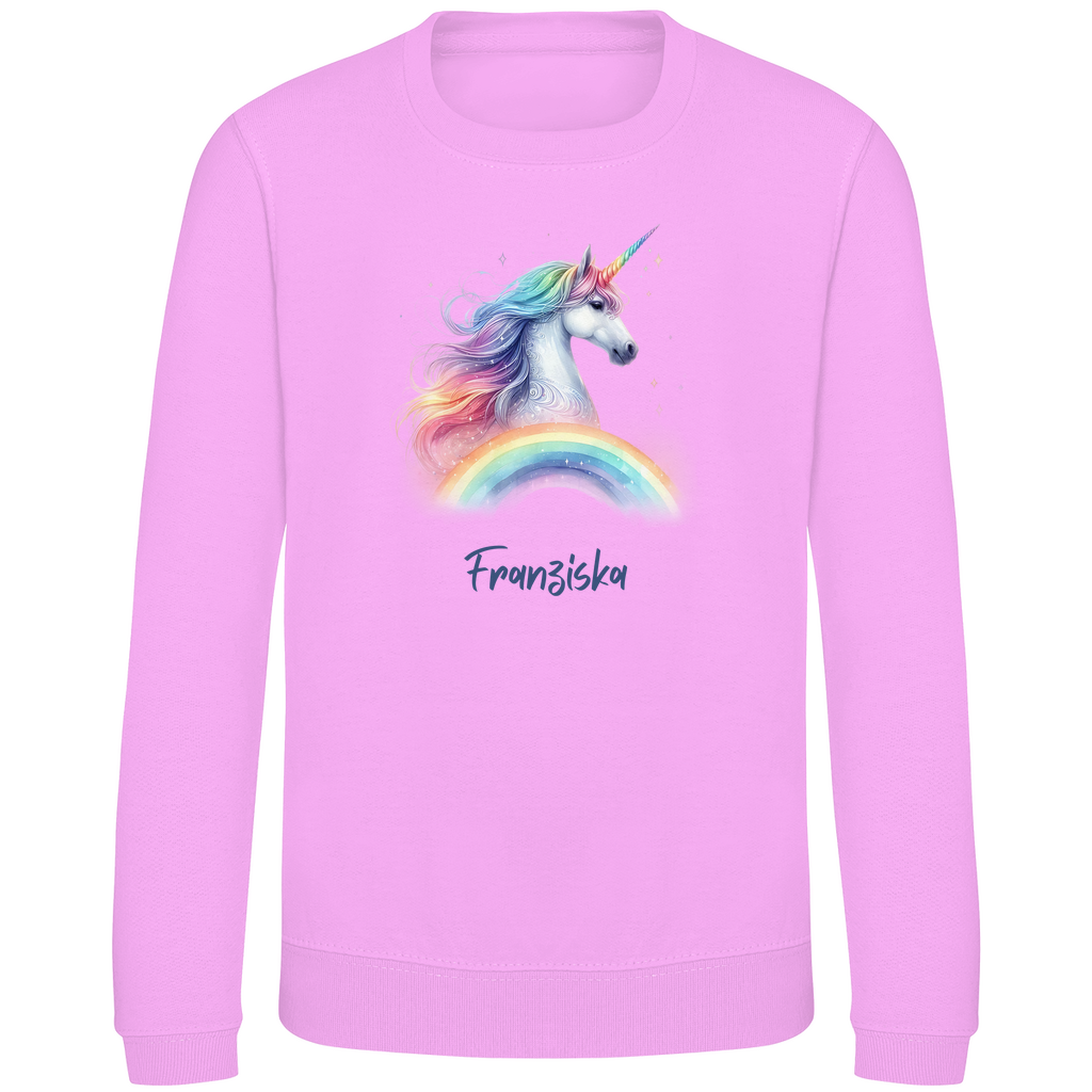Kinder Sweatshirt Einhorn personalisiert mit Wunschname Geschenk Geburtstag