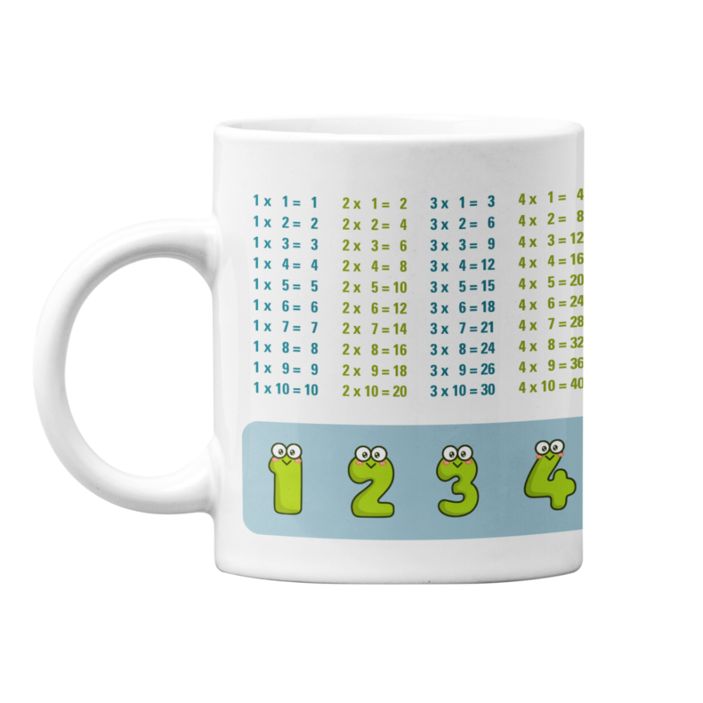 Lerntasse Mathe 1x1 Frosch Zahlen Tasse Lernhilfe Schulkind Junge Mädchen