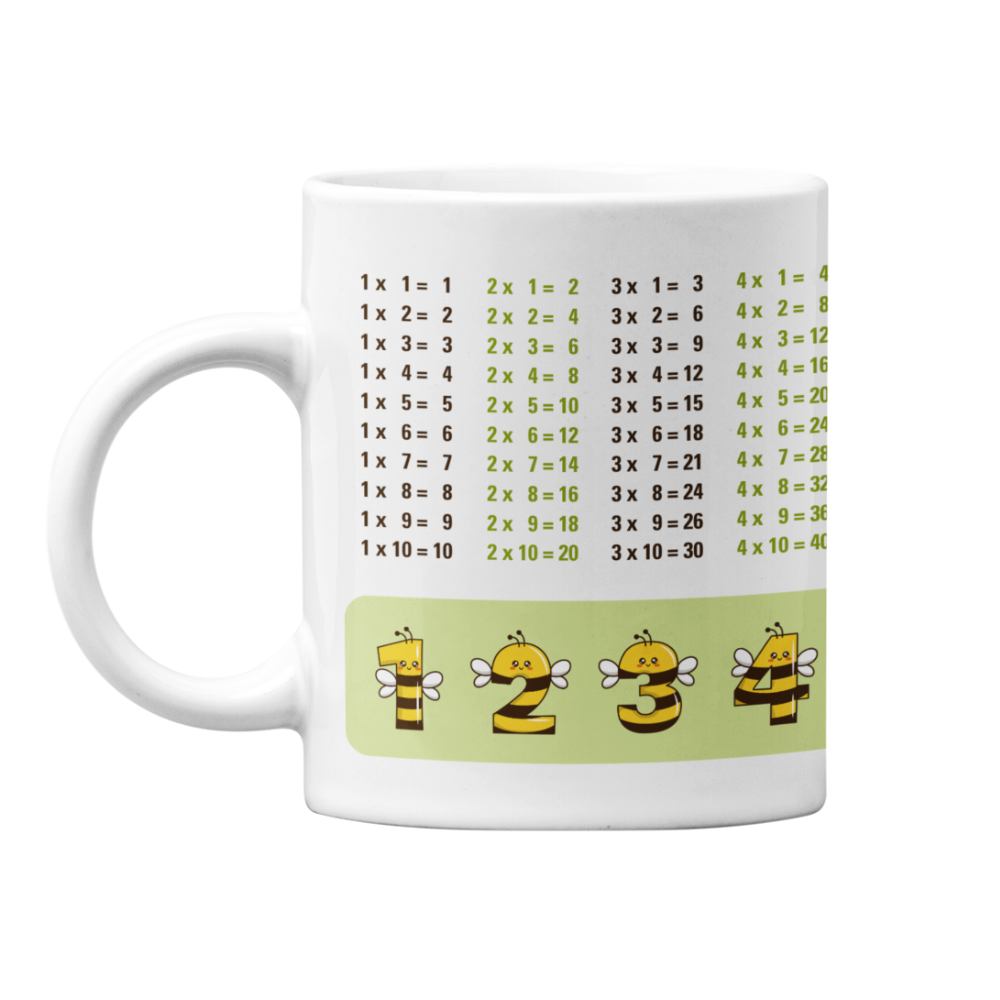 Lerntasse Mathe 1x1 Bienen Zahlen Tasse Lernhilfe Schulkind Junge Mädchen