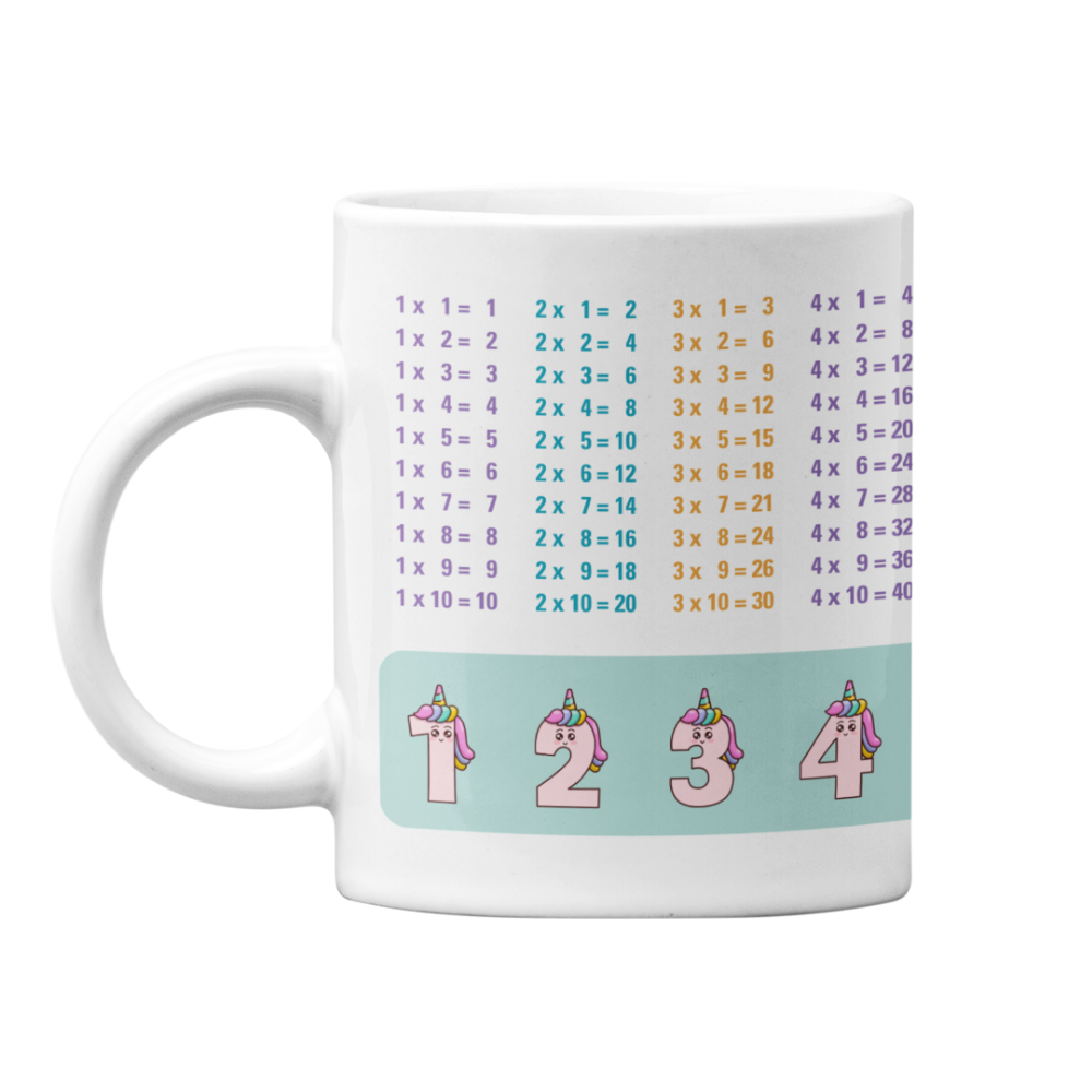 Lerntasse Mathe 1x1 Einhorn Zahlen Tasse Lernhilfe Schulkind Mädchen