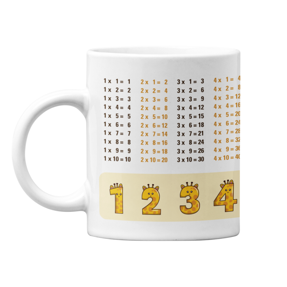 Lerntasse Mathe 1x1 Giraffe Zahlen Tasse Lernhilfe Schulkind Junge Mädchen
